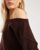 Miss Selfridge Miss Selfridge asymmetric off the shoulder slouchy cozy knit sweater in chocolate-Brown - 2