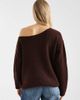 Miss Selfridge Miss Selfridge asymmetric off the shoulder slouchy cozy knit sweater in chocolate-Brown - 4