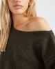 Miss Selfridge Miss Selfridge asymmetric off the shoulder slouchy cozy knit sweater in olive-Green - 3