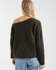 Miss Selfridge Miss Selfridge asymmetric off the shoulder slouchy cozy knit sweater in olive-Green - 4