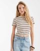 Miss Selfridge Miss Selfridge baby tee in blue and yellow stripes-Multi - 1