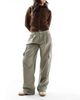 Miss Selfridge Miss Selfridge baggy utility cargo jeans in khaki-Green - 1
