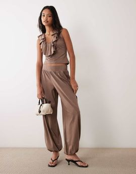 Miss Selfridge Miss Selfridge balloon pants in tan - part of a set-Brown