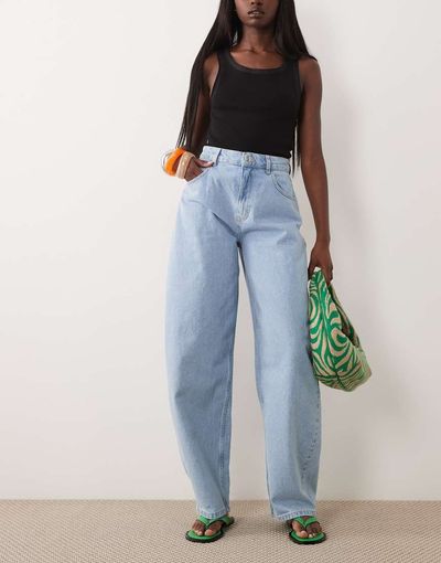 Miss Selfridge Miss Selfridge barrel leg jean in blue