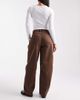 Miss Selfridge Miss Selfridge barrel leg jeans in chocolate wash-Brown - 2