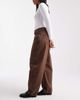 Miss Selfridge Miss Selfridge barrel leg jeans in chocolate wash-Brown - 3