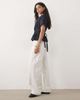 Miss Selfridge Miss Selfridge batwing sleeve tie front denim top in raw wash-Blue - 4