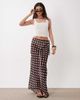 Miss Selfridge Miss Selfridge beach chiffon bias cut maxi skirt in chocolate polka dot-Brown - 1