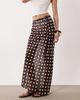 Miss Selfridge Miss Selfridge beach chiffon bias cut maxi skirt in chocolate polka dot-Brown - 2