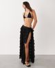 Miss Selfridge Miss Selfridge beach chiffon ruffle tie side maxi skirt in black - 4