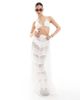 Miss Selfridge Miss Selfridge beach chiffon ruffle tiered maxi skirt in cream-White - 1