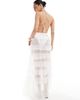 Miss Selfridge Miss Selfridge beach chiffon ruffle tiered maxi skirt in cream-White - 4