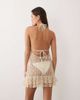 Miss Selfridge Miss Selfridge beach lace embellished halterneck mini dress in cream-Green - 4