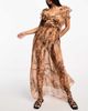 Miss Selfridge Miss Selfridge beach leopard frill cut out maxi dress-Multi - 4
