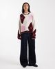 Miss Selfridge Miss Selfridge blanket stitch argyle cardigan in pink-Multi - 2