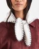 Miss Selfridge Miss Selfridge blanket stitch pointelle triangle mini scarf in cream with black stitching-White - 2