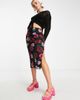 Miss Selfridge Miss Selfridge blurred rose mesh midi skirt-Multi - 1