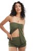 Miss Selfridge Miss Selfridge booty shorts in khaki green - part of a set-Brown - 2