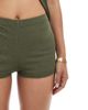 Miss Selfridge Miss Selfridge booty shorts in khaki green - part of a set-Brown - 3