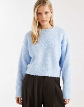 Miss Selfridge Miss Selfridge bouclé slouchy sweater in pale blue