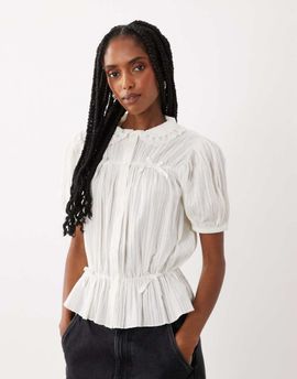 Miss Selfridge Miss Selfridge bow detail pea blouse in white