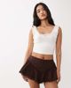 Miss Selfridge Miss Selfridge broderie shorts in chocolate-Brown - 1