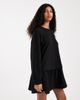 Miss Selfridge Miss Selfridge brushed rib smock dress with drop waist in black - 3