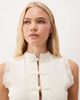 Miss Selfridge Miss Selfridge button-up top with mandarin collar and lace trim in cream-White - 1
