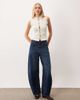 Miss Selfridge Miss Selfridge button-up top with mandarin collar and lace trim in cream-White - 2