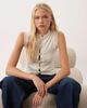Miss Selfridge Miss Selfridge button-up top with mandarin collar and lace trim in cream-White - 3