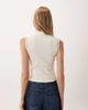 Miss Selfridge Miss Selfridge button-up top with mandarin collar and lace trim in cream-White - 4