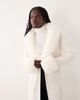 Miss Selfridge Miss Selfridge button through longline cardigan with fur collar and cuff in cream-WHITE - 2