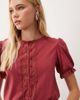 Miss Selfridge Miss Selfridge button through puff sleeve top in red - 1