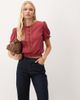 Miss Selfridge Miss Selfridge button through puff sleeve top in red - 2