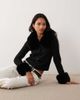Miss Selfridge Miss Selfridge button up cardigan with faux fur collar and cuffs in black - 1