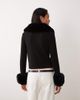 Miss Selfridge Miss Selfridge button up cardigan with faux fur collar and cuffs in black - 4