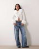 Miss Selfridge Miss Selfridge button up cardigan with faux fur collar and cuffs in cream-White - 2