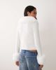Miss Selfridge Miss Selfridge button up cardigan with faux fur collar and cuffs in cream-White - 3