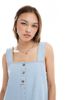 Miss Selfridge Miss Selfridge button up denim baby doll dress in bleach wash-No color - 3