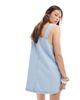 Miss Selfridge Miss Selfridge button up denim baby doll dress in bleach wash-No color - 4