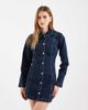 Miss Selfridge Miss Selfridge button up long sleeve mini dress in blue wash - 1