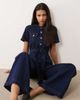 Miss Selfridge Miss Selfridge button up military jumpsuit in indigo wash-Blue - 1