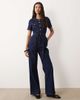 Miss Selfridge Miss Selfridge button up military jumpsuit in indigo wash-Blue - 2