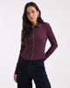 Miss Selfridge Miss Selfridge button up ribbed shirt with blanket stitch detailing in plum-Purple - 1