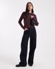Miss Selfridge Miss Selfridge button up ribbed shirt with blanket stitch detailing in plum-Purple - 2