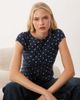 Miss Selfridge Miss Selfridge button up slash neck top in navy polka dots-Blue - 1