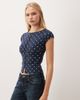 Miss Selfridge Miss Selfridge button up slash neck top in navy polka dots-Blue - 3