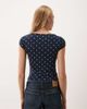 Miss Selfridge Miss Selfridge button up slash neck top in navy polka dots-Blue - 4