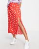 Miss Selfridge Miss Selfridge button up slit midi skirt in red stamp rose - 1