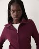 Miss Selfridge Miss Selfridge cable knit zip through long sleeve top in plum-PURPLE - 1